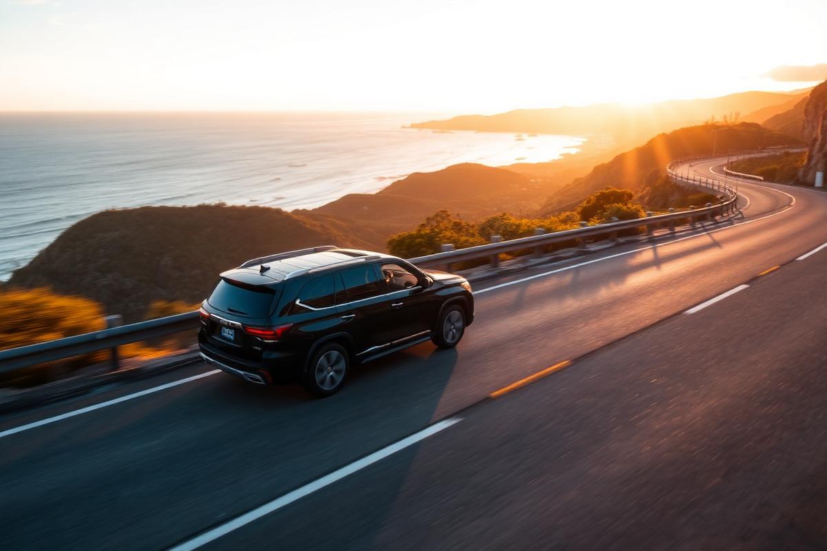 SUV executivo em estrada litorânea de Santa Catarina