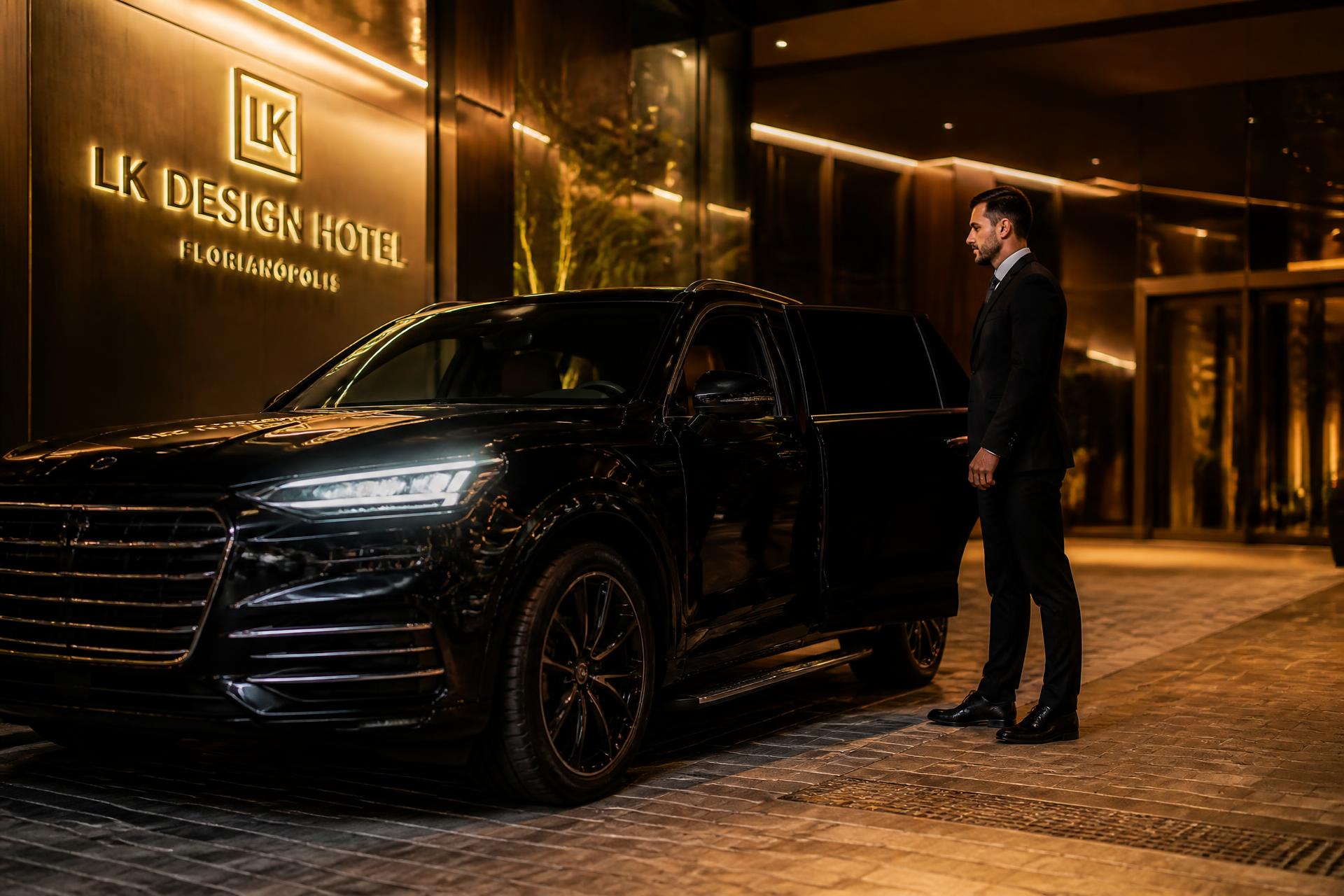 SUV executivo Douglas Transfer com motorista uniformizado